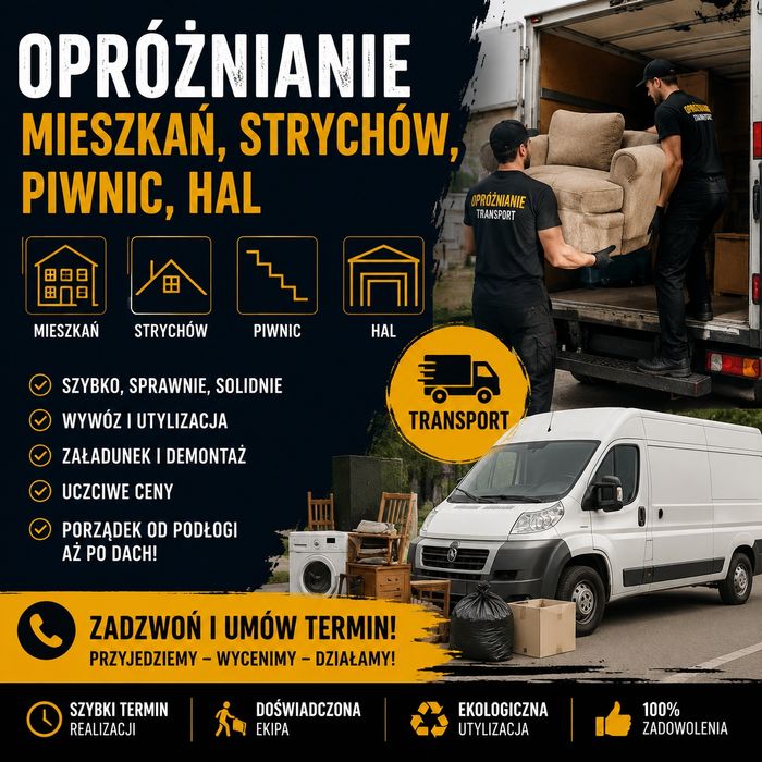 Opróżnie / Uprzątne - mieszkanie, posesje, magazyn, hale, garaż itp.