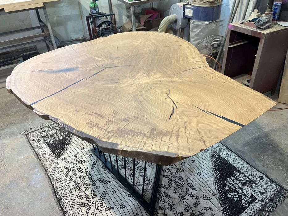 Okrągły stół dębowy 140 cm | naturalne drewno | loft