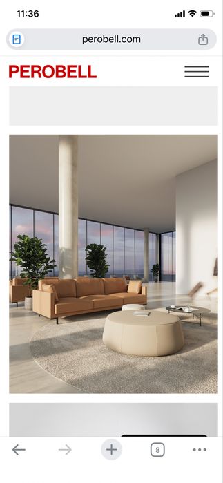 Sofa Perobell em pele de bufalo 3 lugares