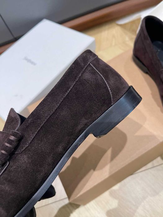 Коричневые лоферы Saint Laurent Le Loafer YSL коричневі лофери замшеві