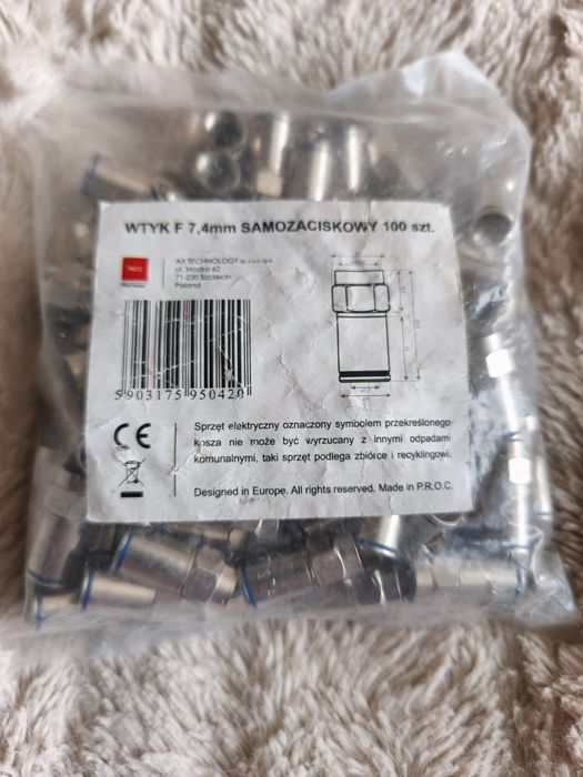 Wtyk złącza kompresyjne F 7,4mm Samozaciskowy