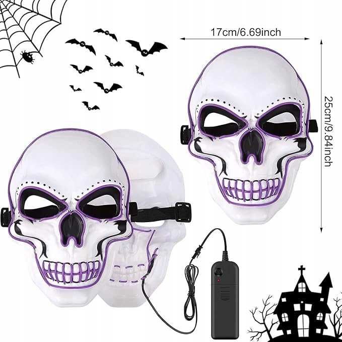 Maska Halloween Led kostium IMPREZA COSPLAY szkielet
