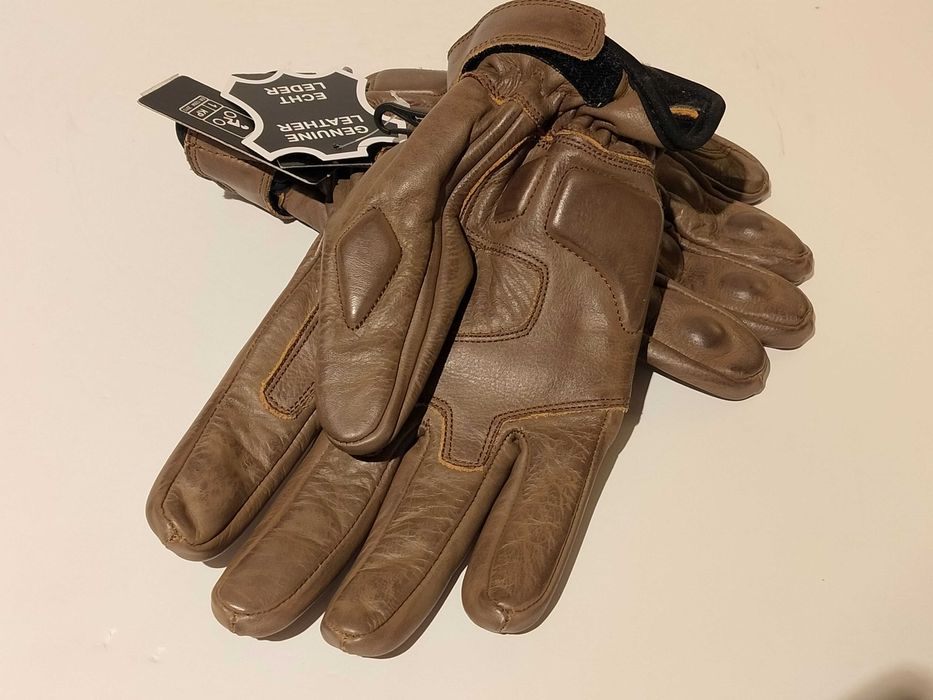 Luvas motard pele castanho novas