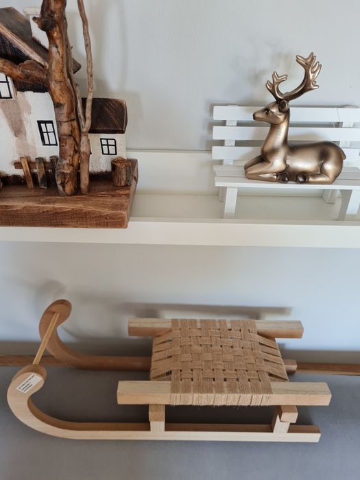 KIK drewniana ozdoba dekoracja duże sanki XXL saneczki boho NOWE