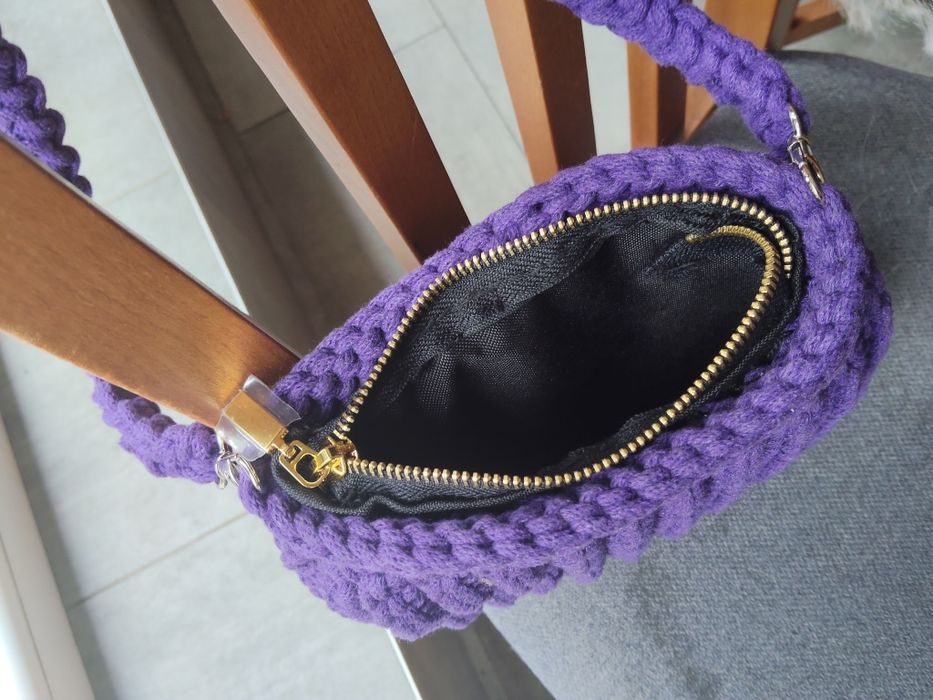 Fioletowa torebka handmade – ręcznie robiona