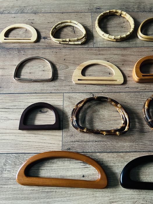 Nowe Drewniane rączki do torebek ze sznurka okrągłe bambusowe podłużne