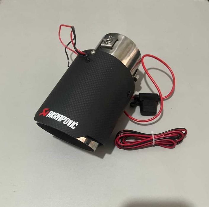 Ponteira escape carbono fosco Akrapovic LED azul