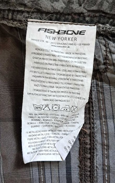 Bermudy szorty cargo luźne kratka S 36 bawełna cotton