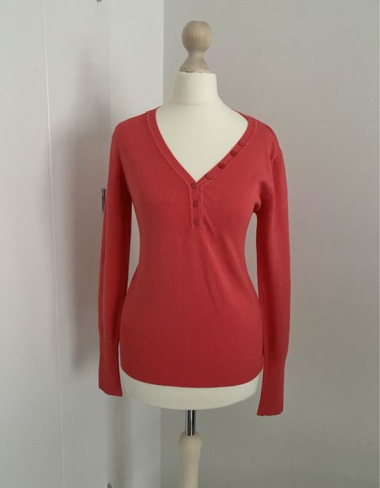 Koralowy sweterek kardigan guziczki S 36 M 38 rising star vintage 00s