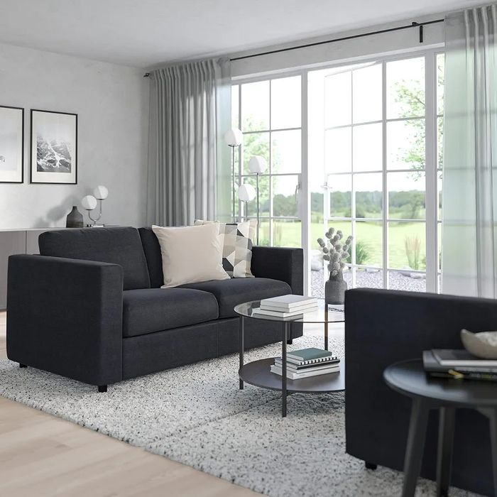 Nowa 1/2 Ceny  sofa 2 os. VIMLE z Ikea Saxemara czarno-niebieski