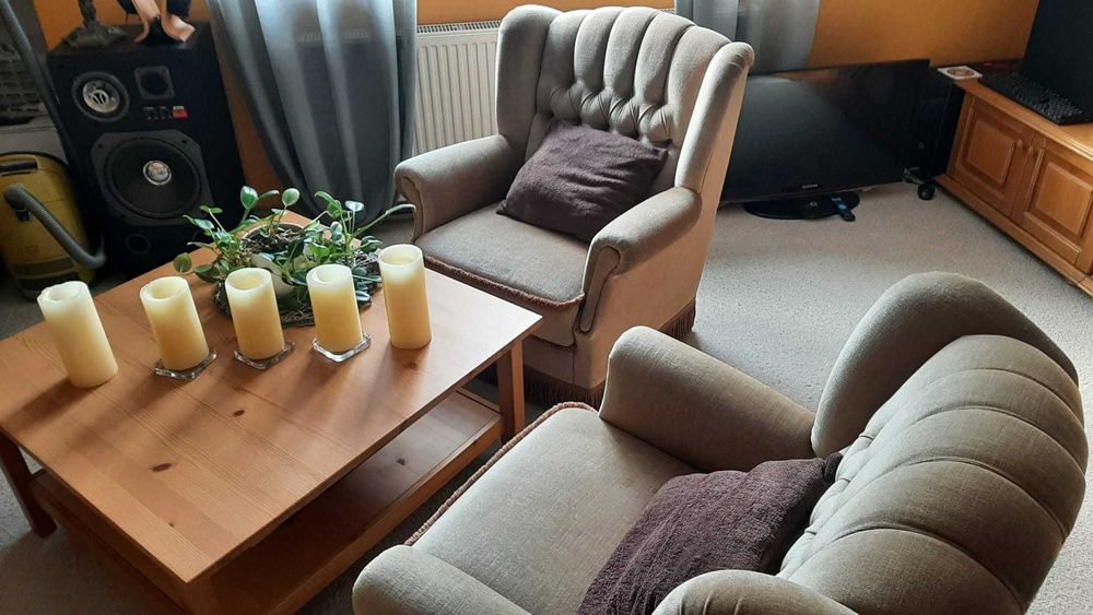 Zestaw mebli vintage, sofa + fotele