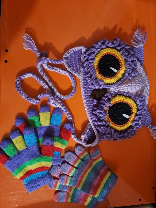 Шапка сова перчатки