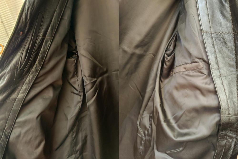 Мужская темно-коричневая кожаная куртка размер 52-56