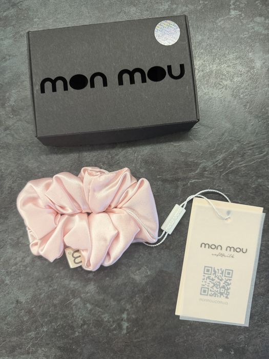 Резинка MonMou шовкова рожева та бежева