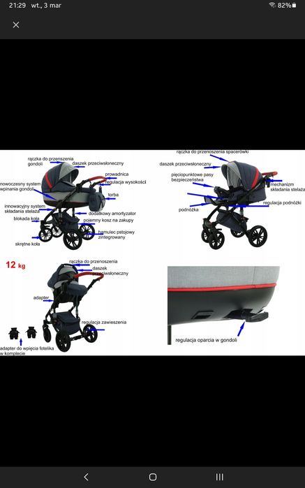 Wózek Karex Vallero  3w1 stan bardzo dobry
