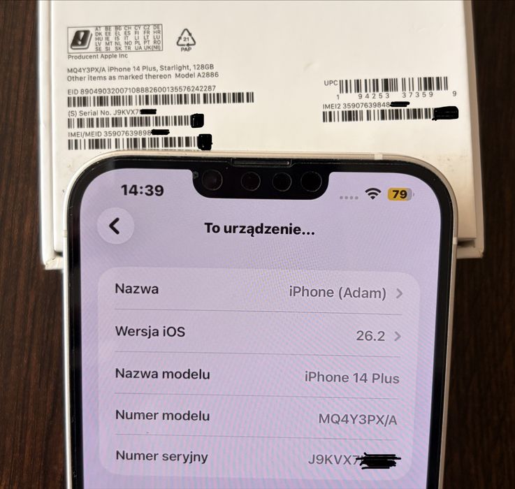 iPhone 14 Plus 128GB Starlight Stan idealny