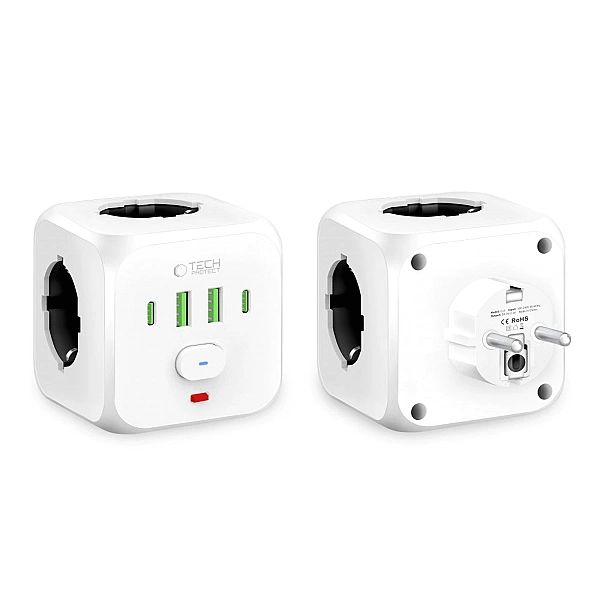 Tech-Protect Pcl3X4 Power Socket 2 Usb & 2 Type-C & 3 Socket White