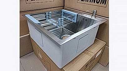 Мийка кухонная з корзиной и сифоном, 50/50 см, нержавіюча сталь 3мм