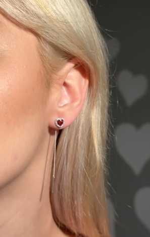 Срібні протяжки з червоним серденьком