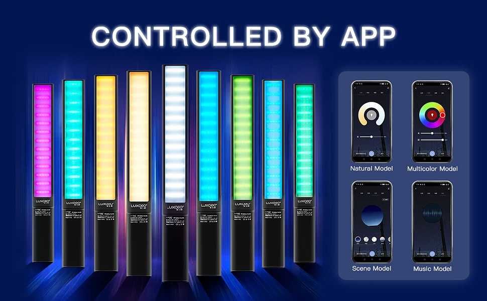 Luz LED RGB Profissional LUXCEO P6 NOVO A ESTREAR (C/ App e PowerBank)
