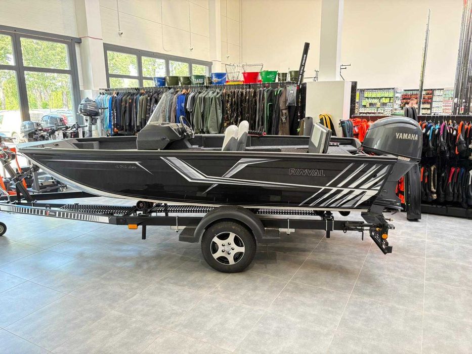 Łódź wędkarska Finval Evo 470 SC, YAMAHA F60 HETL PRZYCZEPA THOMAS TRAILERS- dostępna od ręki