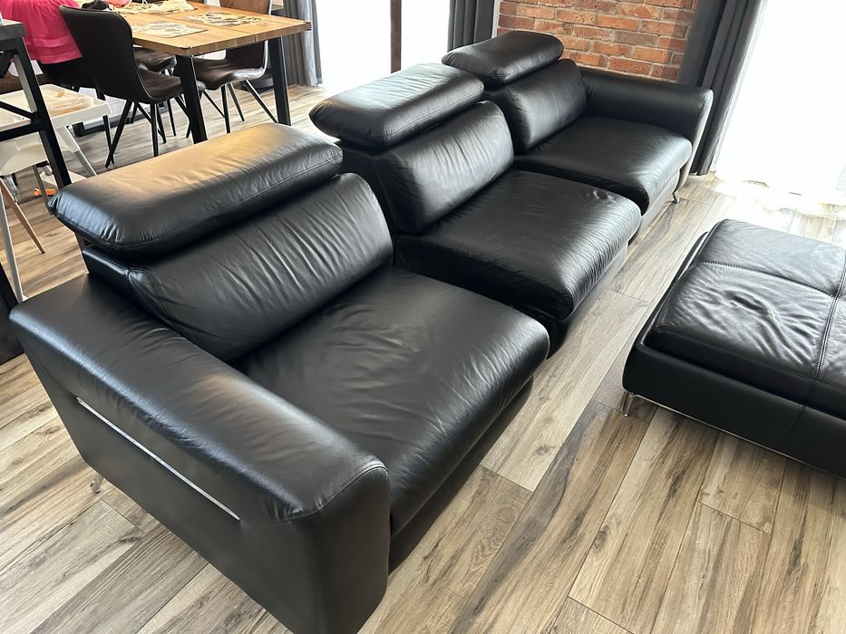 Sofa skórzana Agata Meble  + pufa