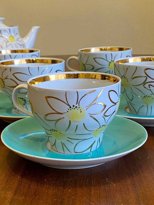 Чайный сервиз "Золотая ромашка" Барановка, винтаж