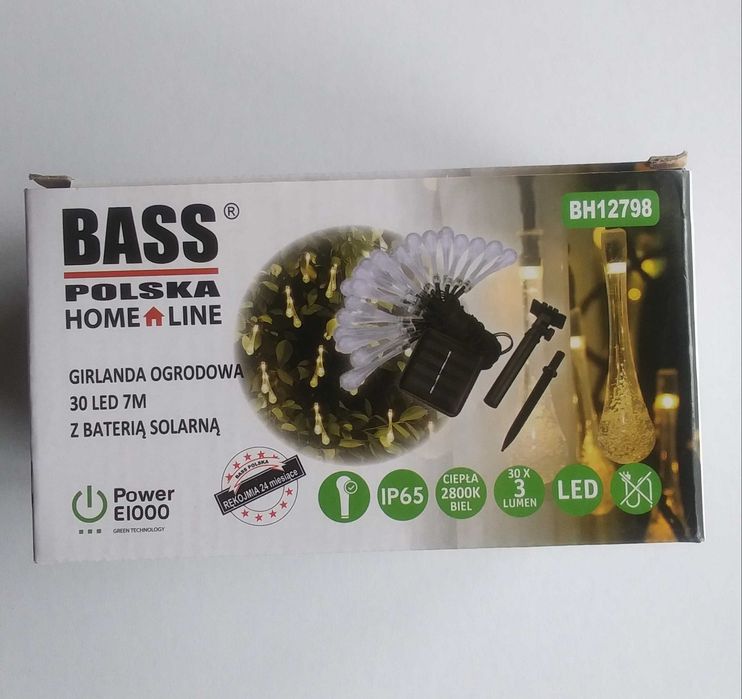 Girlanda solarna lampki krople 30 LED
