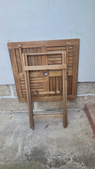 Mesa 2 Cadeira Kasa Madeira Acácia Desdobrável