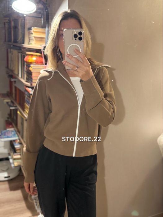 Бежевий zip кардиган Uniqlo - розмір XS