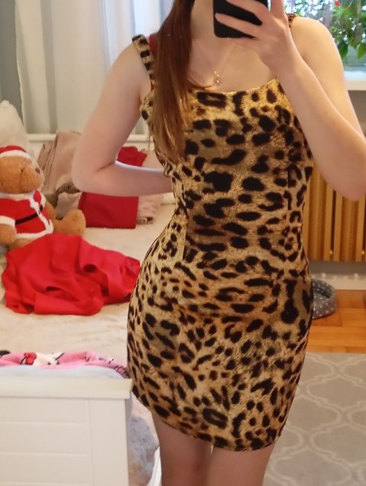 Sukienka w panterkę na szelkach rozm M. Nowa z metką