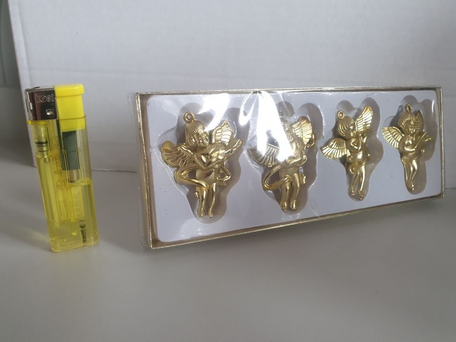 Aniołki złote ozdoby zawieszki choinkowe