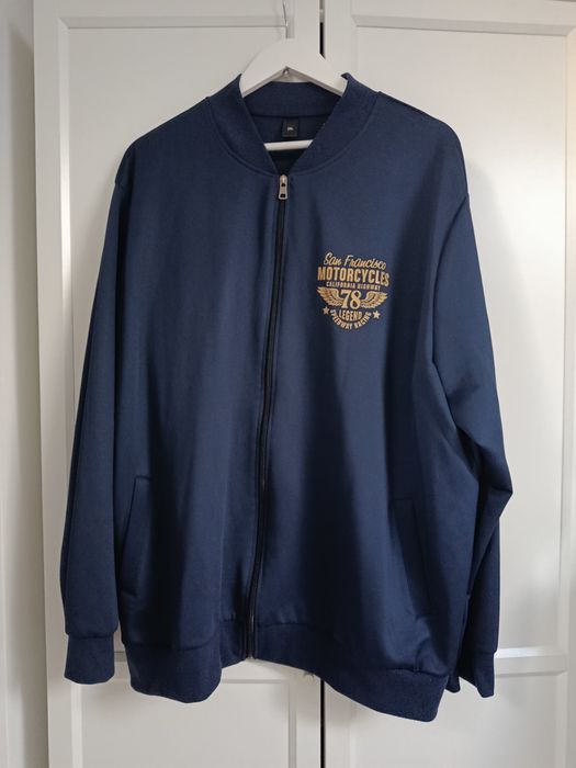 Granatowa bluza męska kurtka bomberka motocyklowa Motorcycles California Highway nadruk plecy XXXL