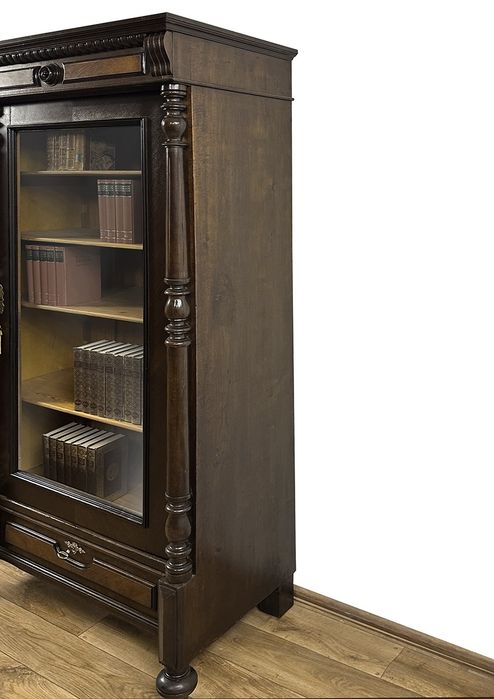 WITRYNA BIBLIOTEKA z kolumnami XIX w. antyk, szuflada
