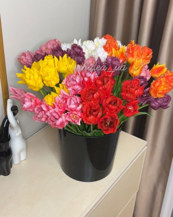 Гелеві піоновидні та махрові тюльпани штучні, квіти латексні  і гелеві