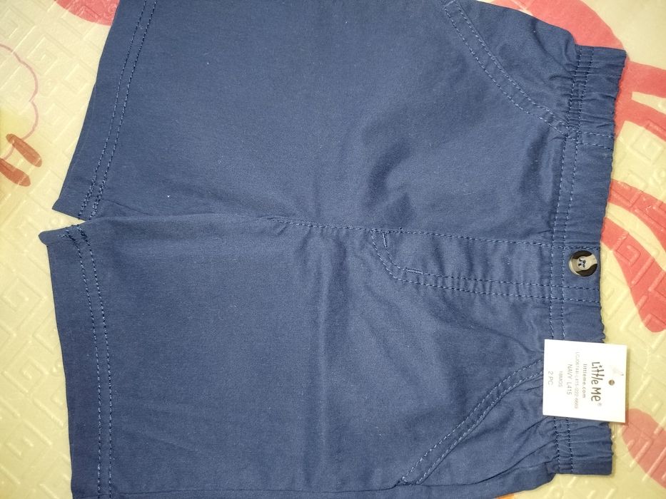 Шорти для хлопчика сині нарядні 80-86 , футболка біла дитяча 80-86