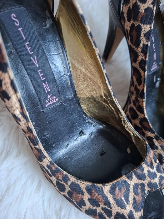 Steve Madden Steven czółenka peep toe panterka r. 38