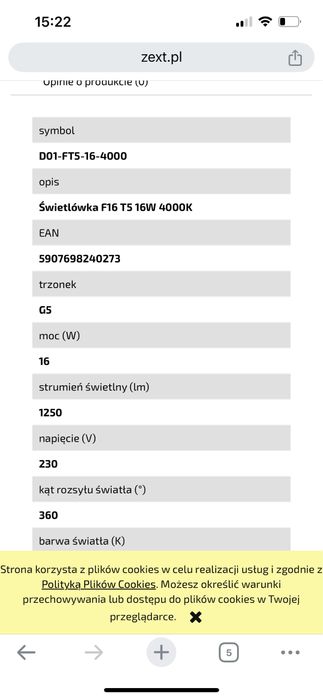 Świetlówka F16 T5 16W 4000K ZeXt Nowe 28 szt cena za komplet