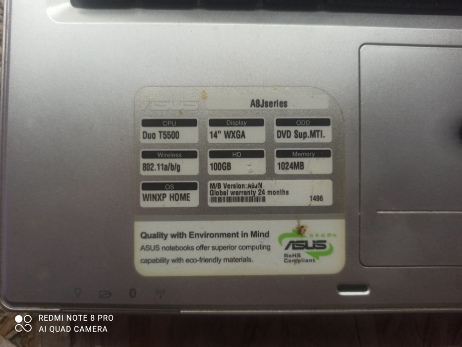 Ноутбук asus a8j