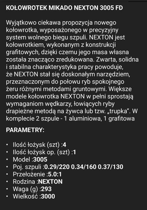 Kołowrotek Mikado nexton fd 3005+ gratis