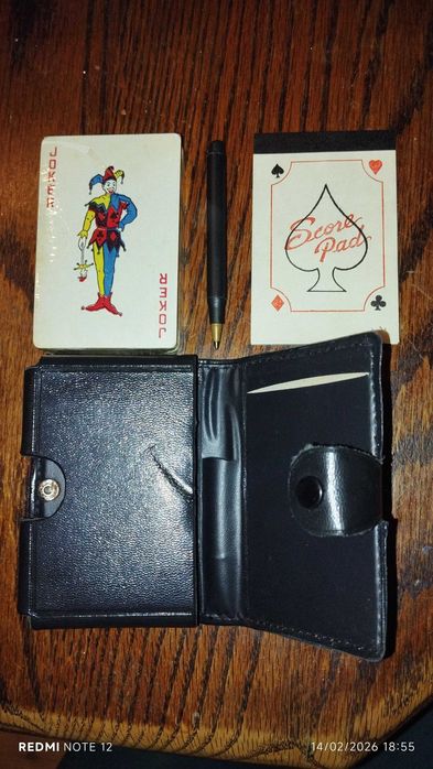 Baralho de cartas e a sua bolsa - vintage