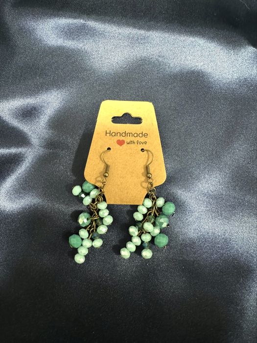 Сережки ручна робота смарагд
