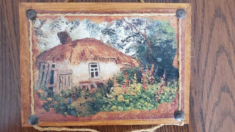 Картина на холсте на подрамнике. Украинская хата.  Ручная работа