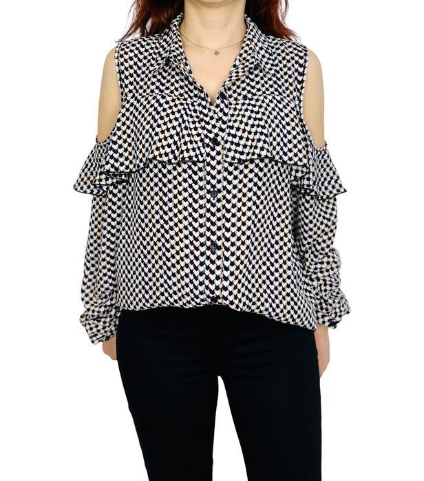 Bluzka hiszpanka w kratkę z falbankami L 40 Atmosphere