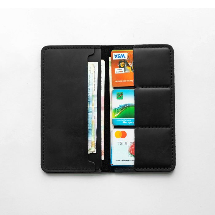 Мужское кожаное портмоне черное из натуральной кожи кошелек бумажник