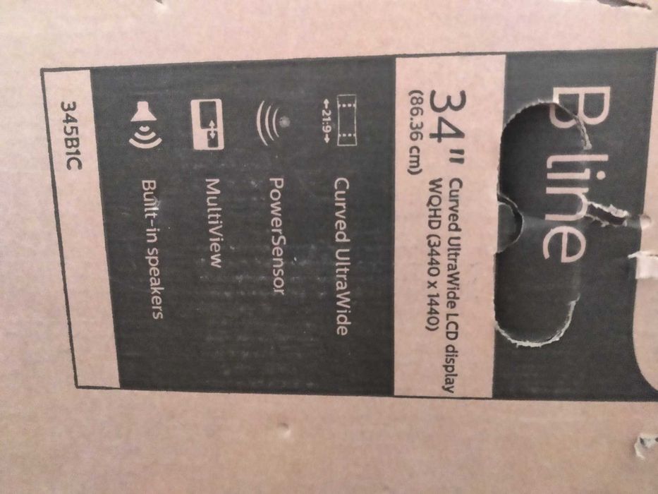 Monitor Philips B Line 345B1C/00 34" LED WQHD Curvo Colunas