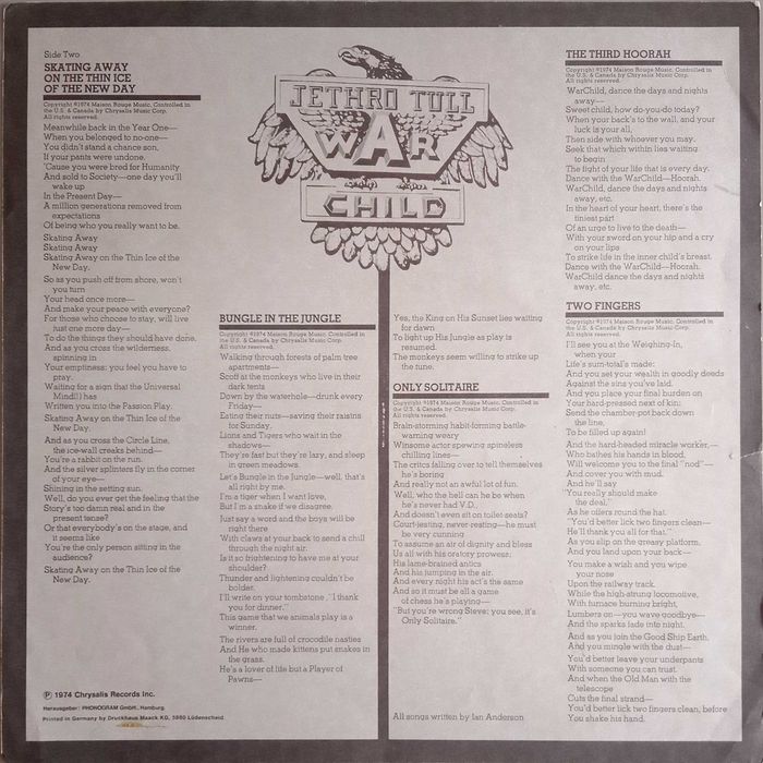 Jethro Tull - - - - - War Child - - - - - LP64169629116418123