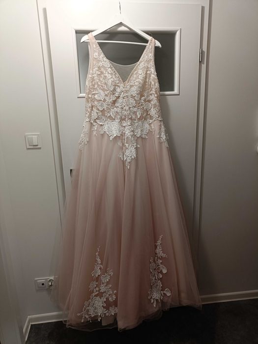 Suknia Ślubna Plus Size pudrowy róż