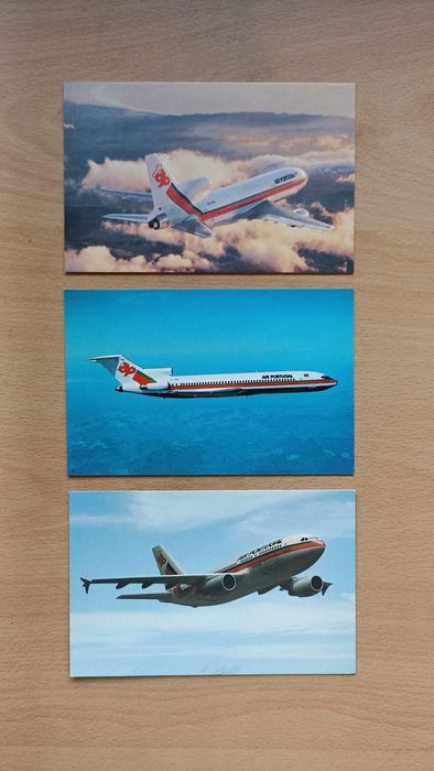 Conjunto de 3 postais de aviões TAP