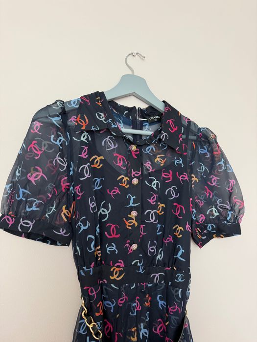 Sukienka CHANEL kolorowa nowa z paskiem s m